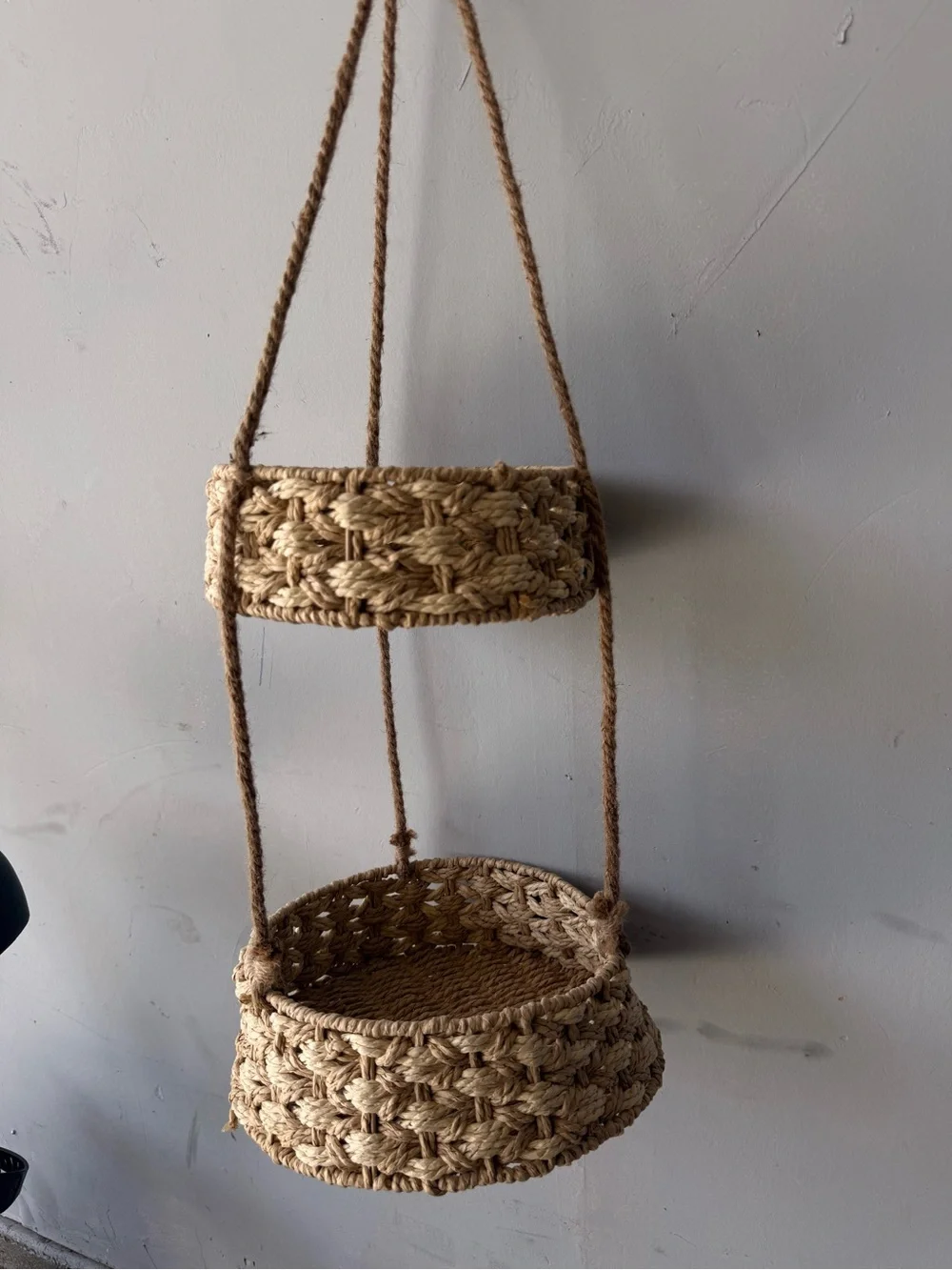 Handmade Hanging Double Basket - Natural Jute